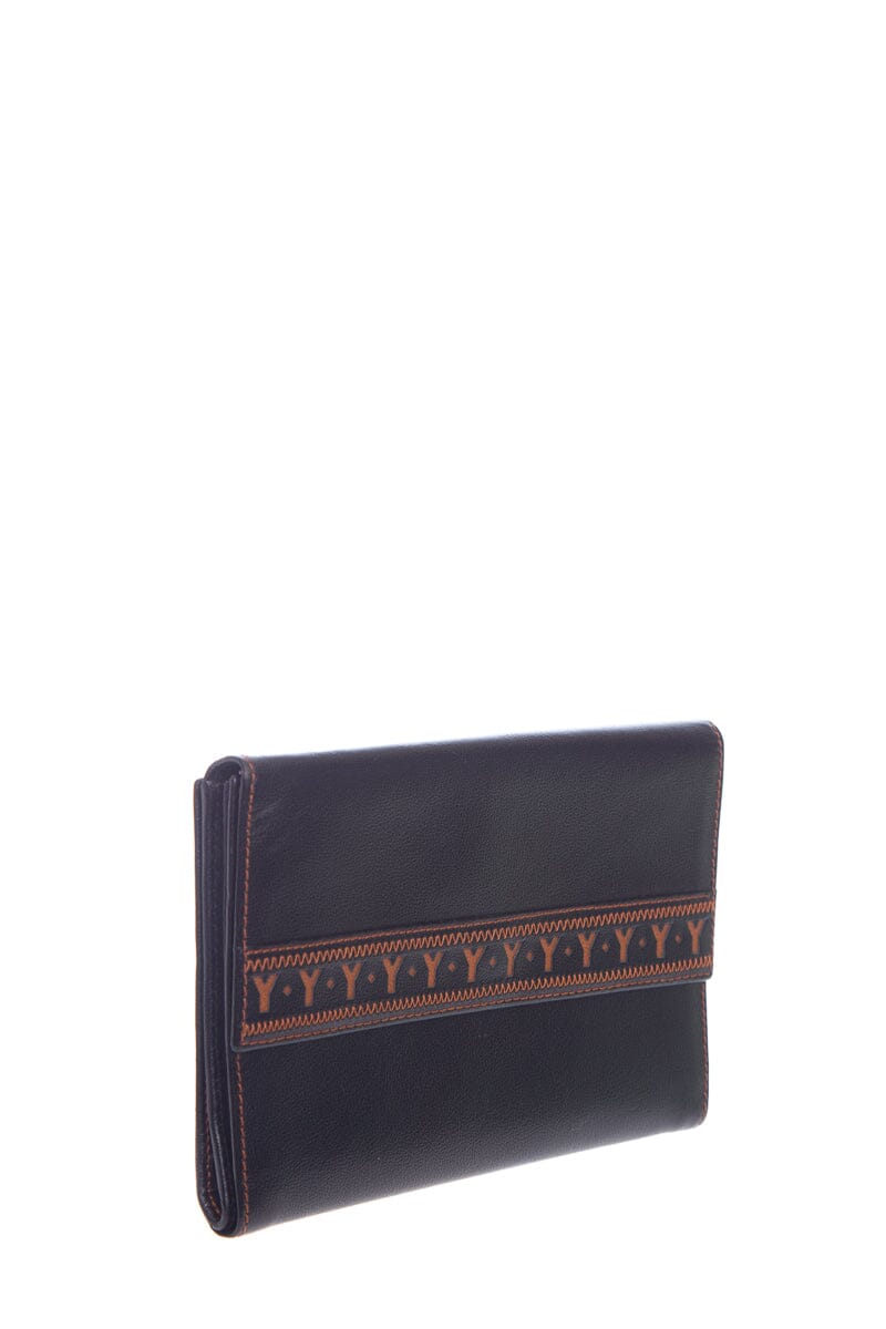 Saint Laurent    Black and Brown Stitch Leather Wallet