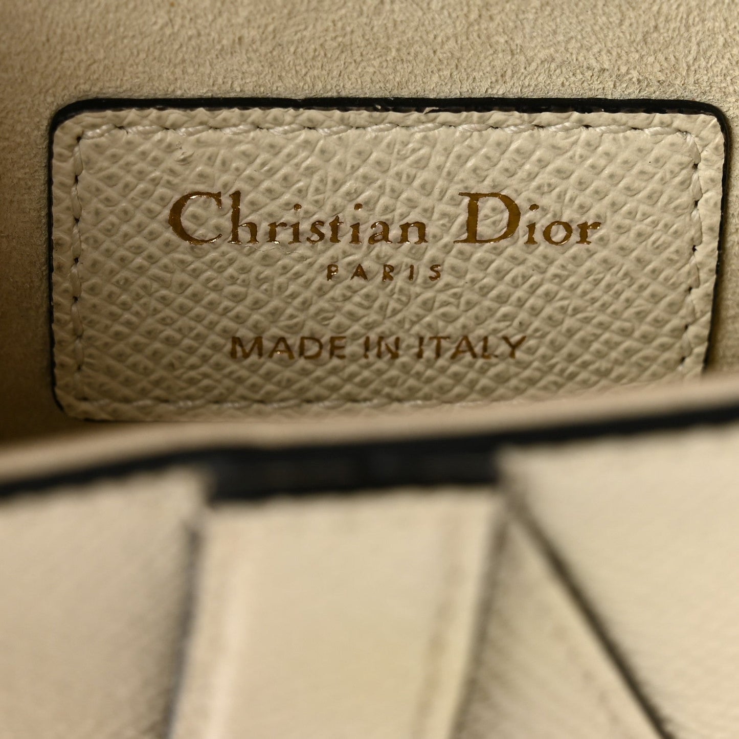 Christian Dior Grained Calfskin Mini Saddle Bag White