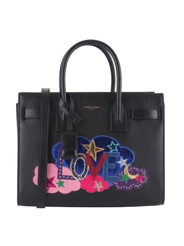 Luxury Saint Laurent Trending 2025 Sac De Jour Love Baby Patchwork Tote Bag Black