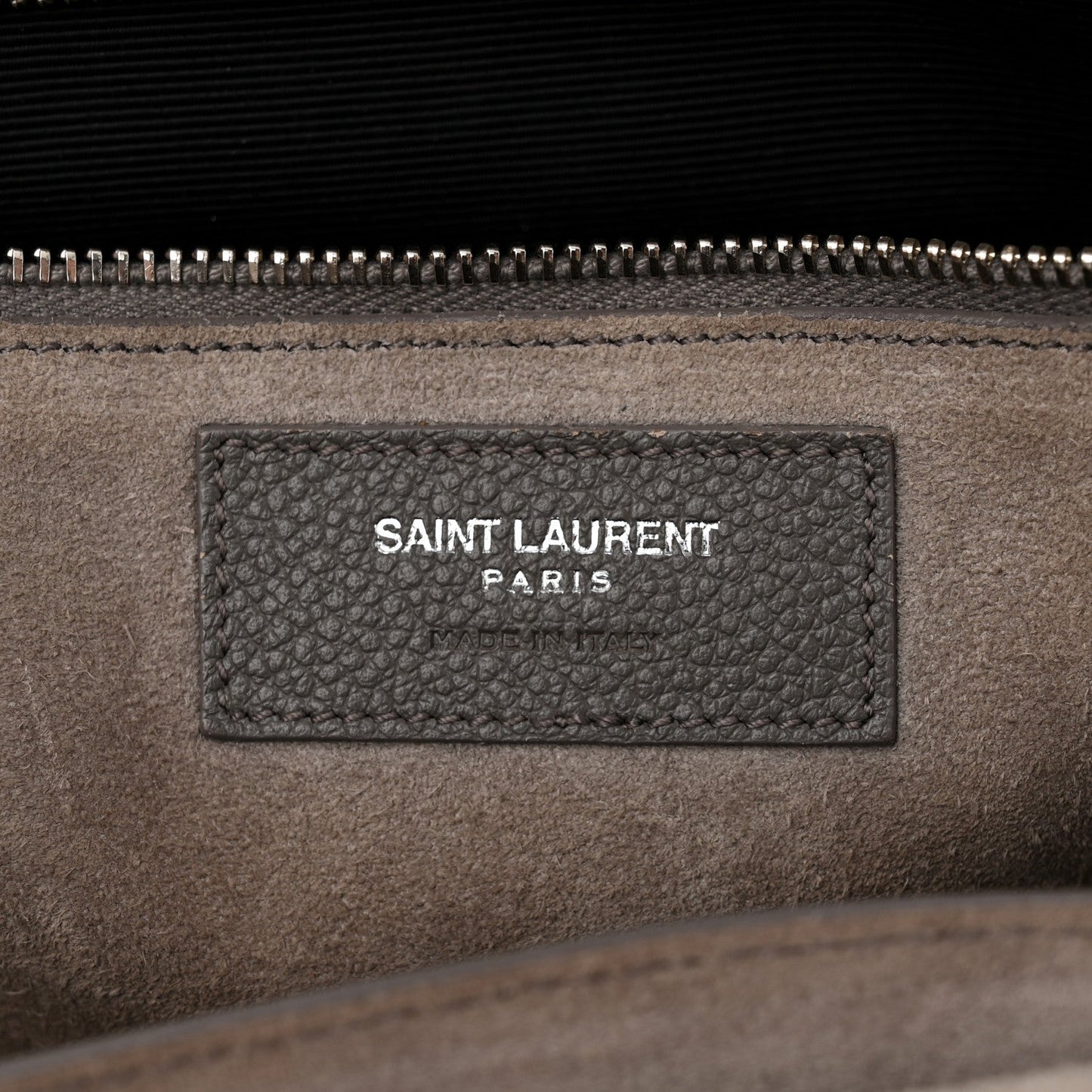 Saint Laurent Grained Calfskin Small Cabas Rive Gauche Fog