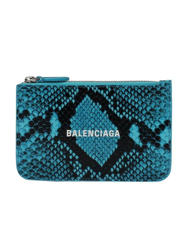 Luxury Balenciaga Trending 2026 Snake Skin Print Card Wallet Blue