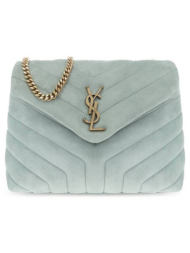 Luxury Saint Laurent Trending 2025 Loulou Quilted Suede Small Shoulder Bag Green