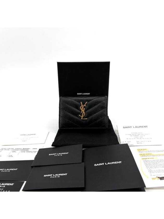 Luxury Saint Laurent Trending 2025 Monogram gold flap card wallet 530841