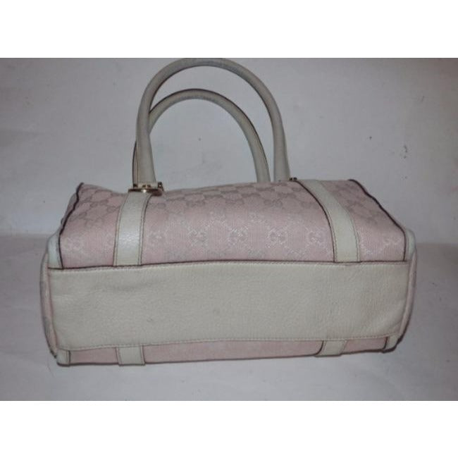 Gucci Small Logo Pink Canvas And Leather Satchel