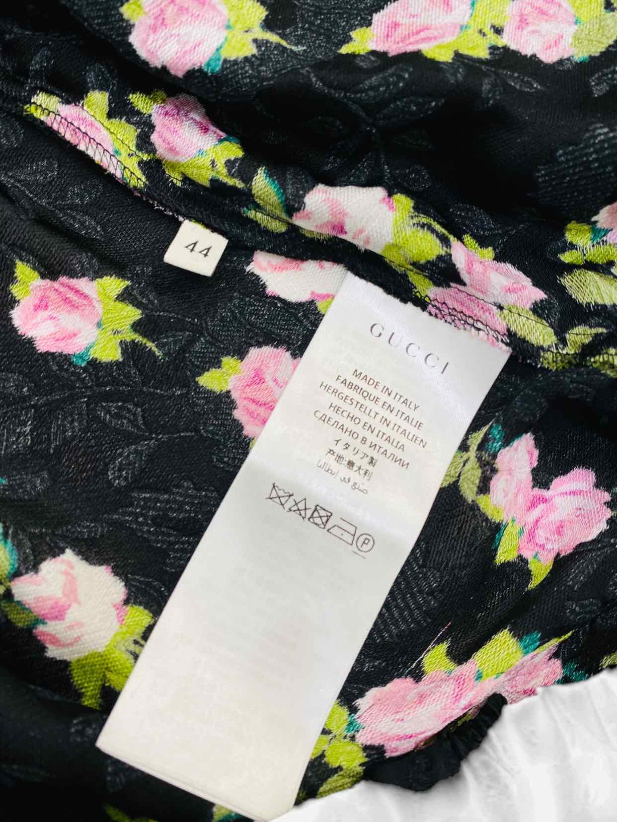 GUCCI Black w/ Pink Rose Print Size US 8 Pants