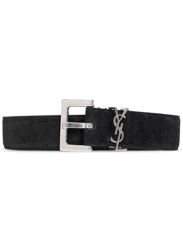 Luxury Saint Laurent Trending 2025 Logo Suede Leather Belt Black
