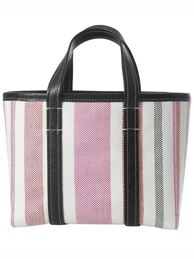 Luxury Balenciaga Trending 2026 Barbes East West Raffia Striped Shopper Tote Bag Pink