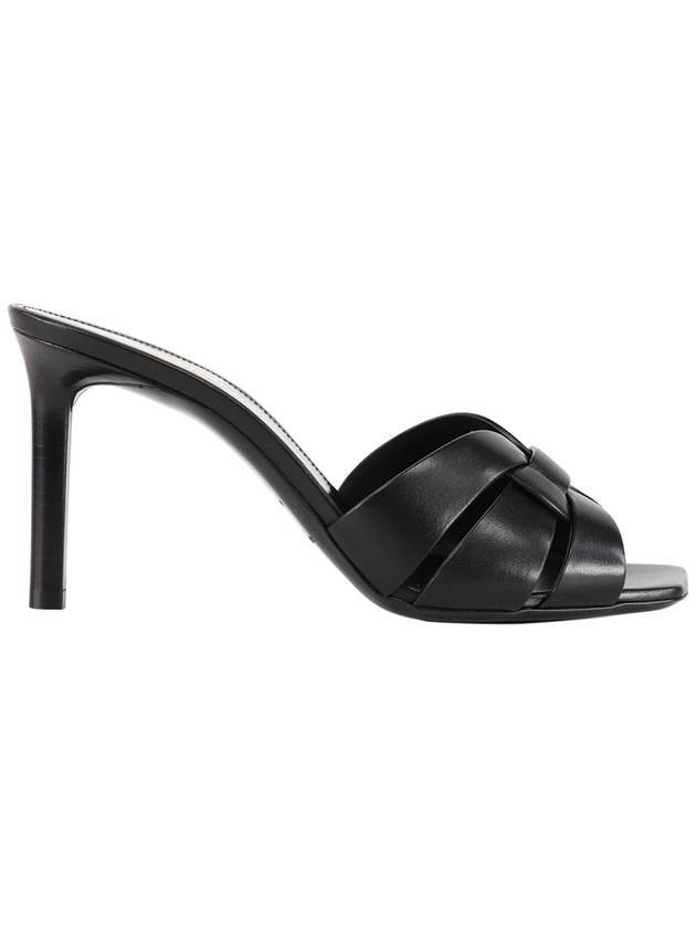 Luxury Saint Laurent Trending 2025 Tribute Leather Sandal Heels Black