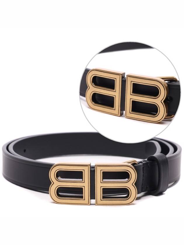 Luxury Balenciaga Trending 2026 Hourglass Thin Leather Belt Black