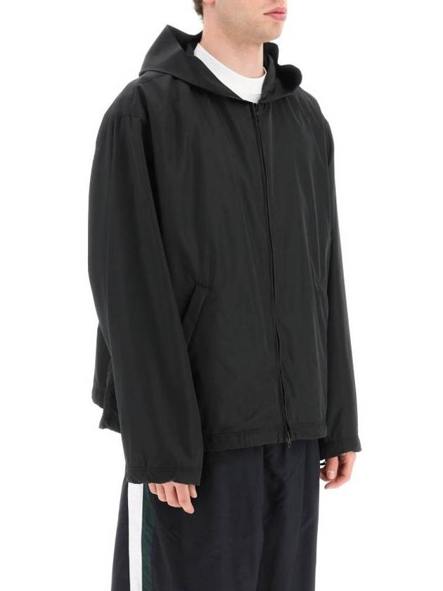 Luxury Balenciaga Trending 2026 Logo Print Hooded Windbreaker Black