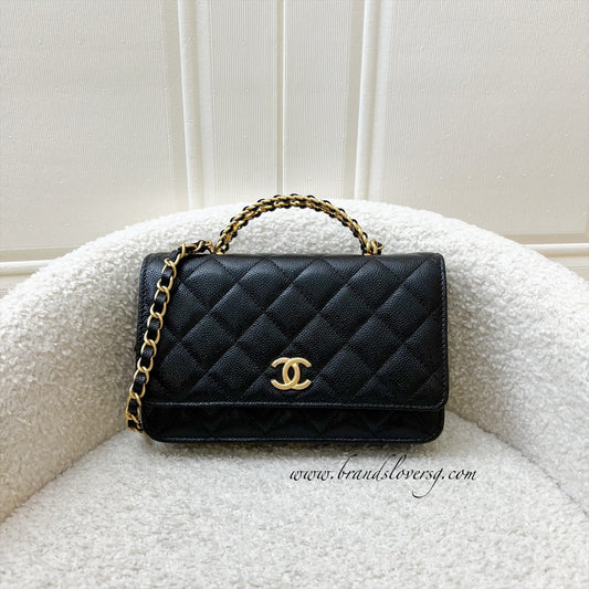 Chanel 22S "Pick Me Up" Wallet on Chain WOC in Black Caviar AGHW (Model: AP2804) Crossbody