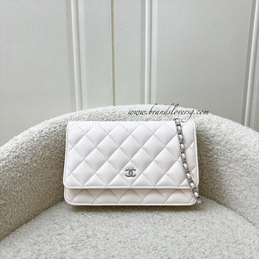 Chanel Classic Wallet on Chain WOC in White Caviar and SHW (Model: AP0250) Crossbody