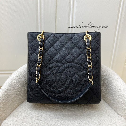 Chanel Petite Shopping Tote PST in Black Caviar and GHW (Model: A50994)