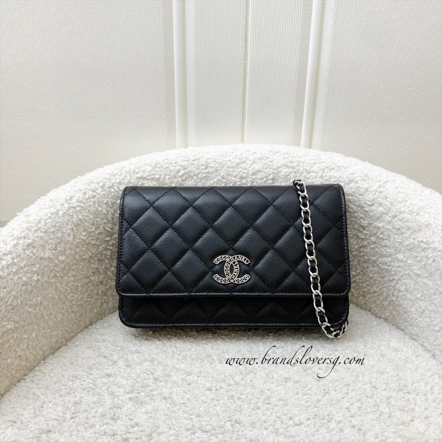 Chanel 25P Wallet on Chain WOC in Black Caviar and SHW (Model: AP3825) Crossbody