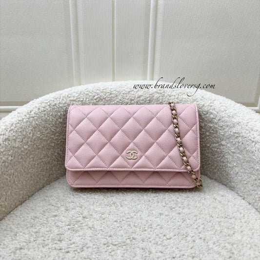 [BN - Local Set - Dec 2022] Chanel Classic Wallet on Chain WOC in 22B Pink Caviar LGHW (Model: AP0250) Crossbody