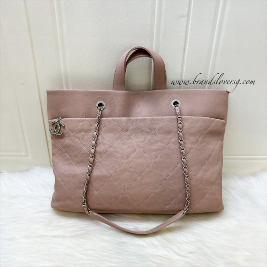 Chanel Large Quilted Tote Bag in Pink Caviar and SHW