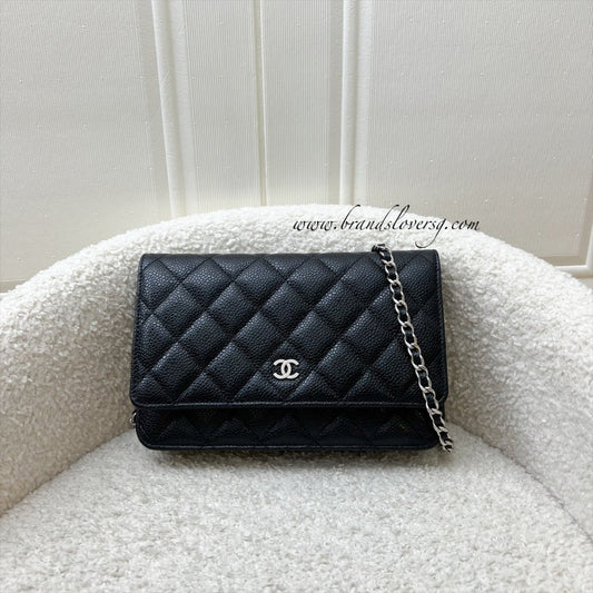 Chanel Classic Wallet on Chain WOC in Black Caviar and SHW Crossbody