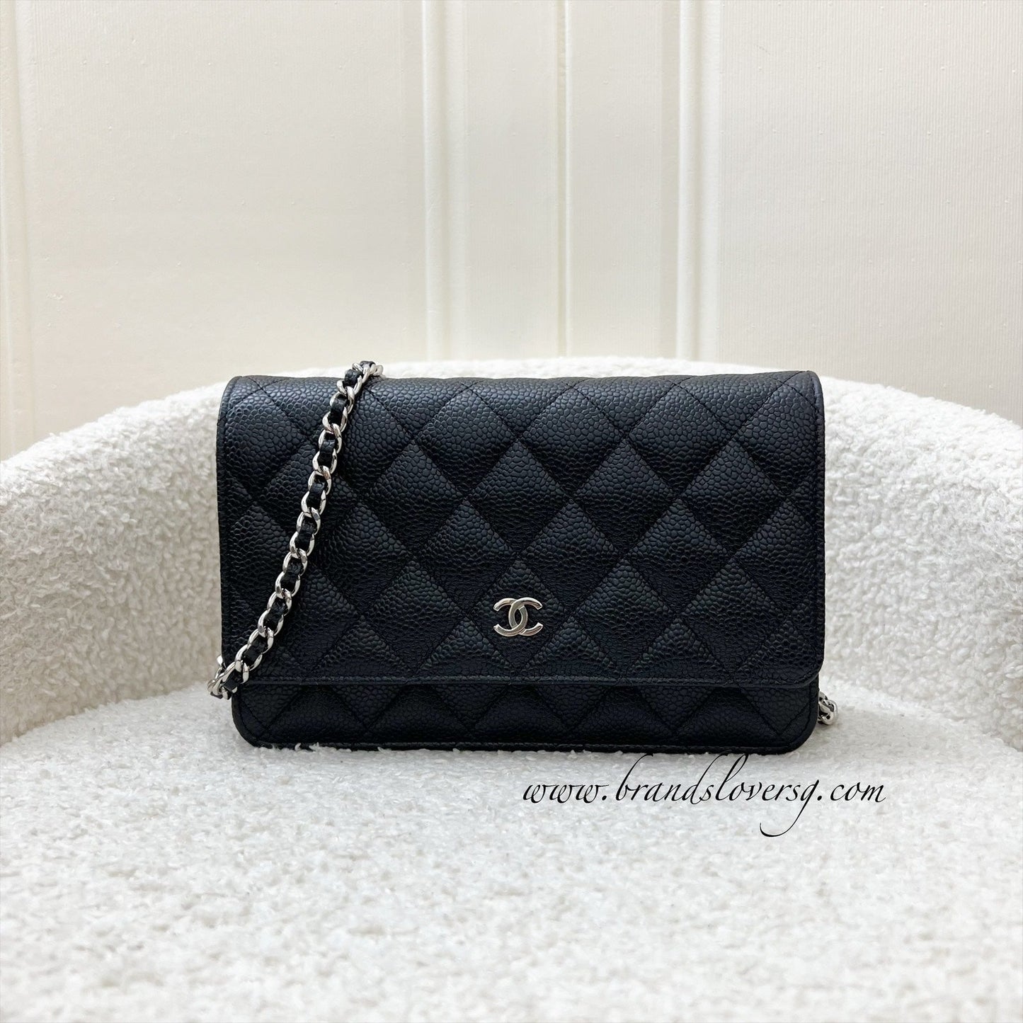 Chanel Classic Wallet on Chain WOC in Black Caviar and SHW (Model: AP0250) Crossbody
