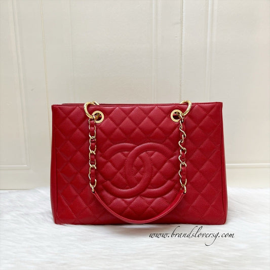 Chanel Grand Shopping Tote GST in Red Caviar and GHW
