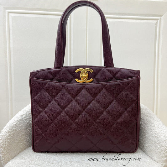 Chanel Shoulder Tote Bag in Dark Burgundy Red Caviar GHW