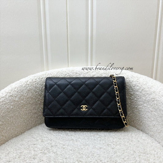 Chanel Classic Wallet on Chain WOC in Black Caviar and GHW Crossbody