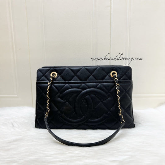 Chanel Timeless CC Shoulder Tote Bag in Black Caviar and GHW