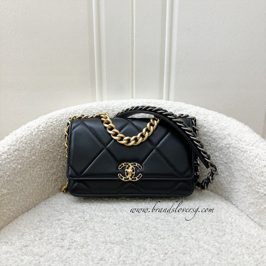 Chanel 19 Wallet on Chain WOC in Black Lambskin and 3-Tone HW (Model: AP3267) Crossbody