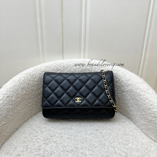 Chanel Classic Wallet on Chain WOC in Black Caviar and GHW Crossbody