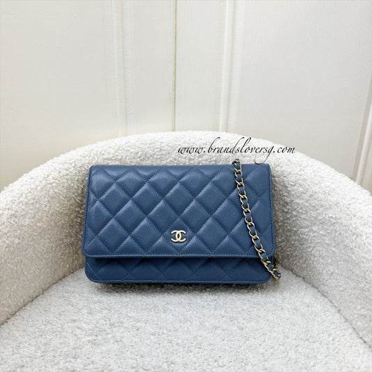 Chanel Classic Wallet on Chain WOC in Blue Caviar and LGHW Crossbody