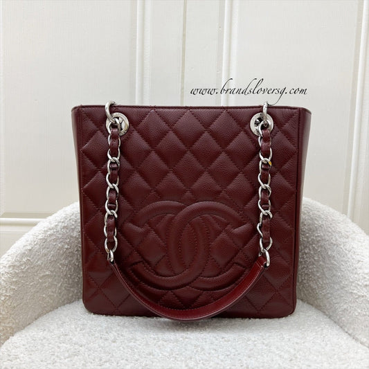 Chanel Petite Shopping Tote PST in Burgundy Red Caviar and SHW