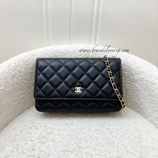 Chanel Classic Wallet on Chain WOC in Black Lambskin and GHW Crossbody