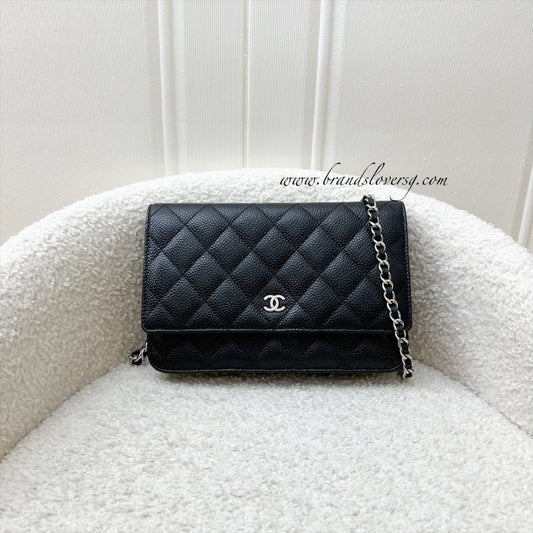Chanel Classic Wallet on Chain WOC in Black Caviar and SHW (Model: A33814) Crossbody