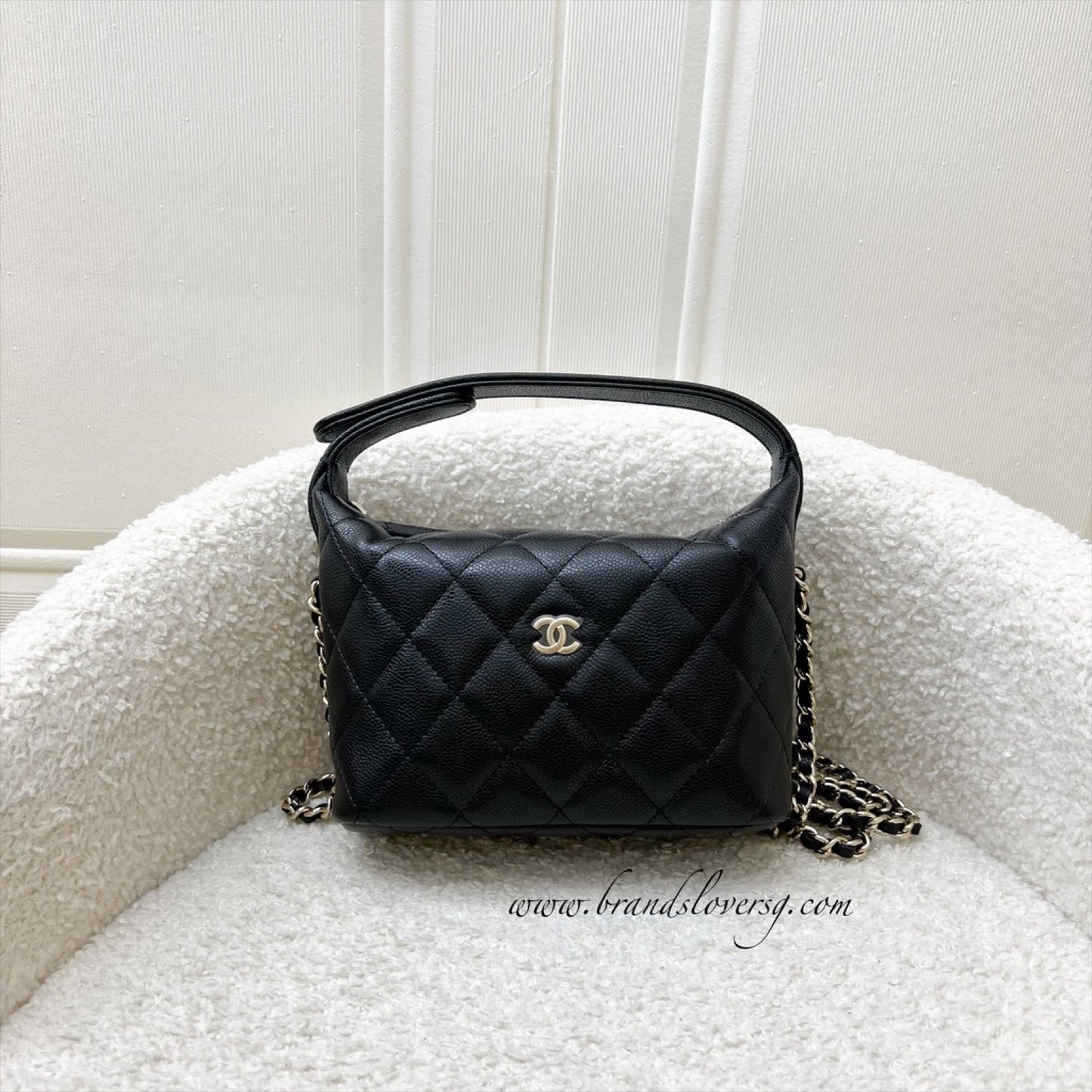 Chanel Classic Quilted Hobo Clutch on Chain in Black Caviar and LGHW (Model: AP4386) Shoulder Bag