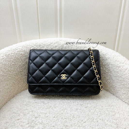Chanel Classic Wallet on Chain WOC in Black Caviar and GHW Crossbody