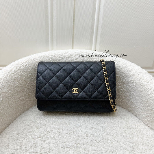 Chanel Classic Wallet on Chain WOC in Black Caviar and GHW Crossbody