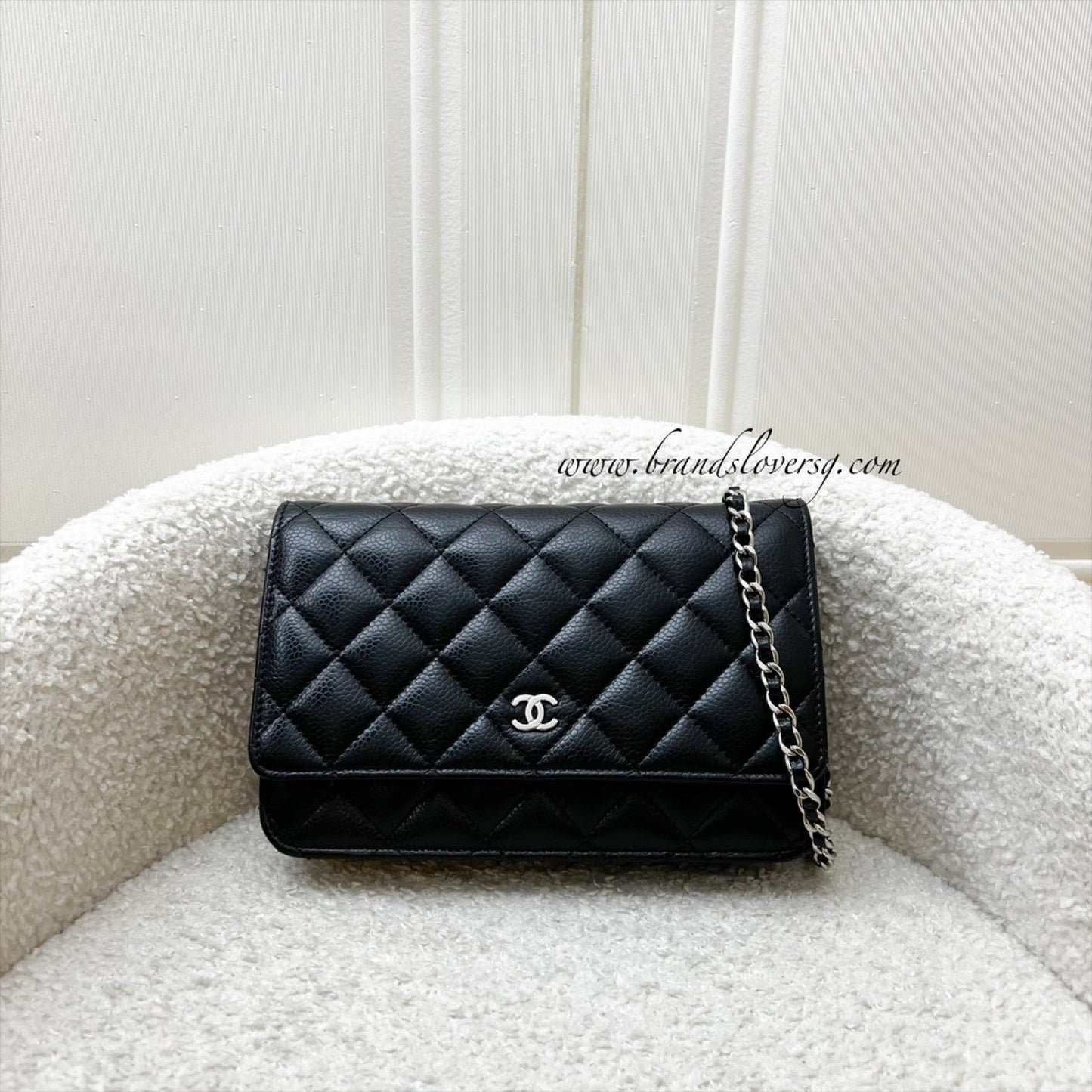 Chanel Classic Wallet on Chain WOC in Black Caviar and SHW Crossbody