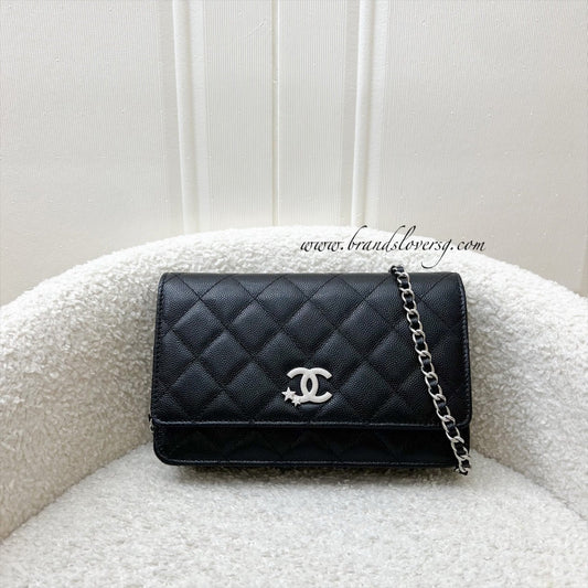 [BN - Sep 2025] Chanel 25B Shooting Star Logo Wallet on Chain WOC in Black Caviar and SHW (Model: AP3723) Crossbody