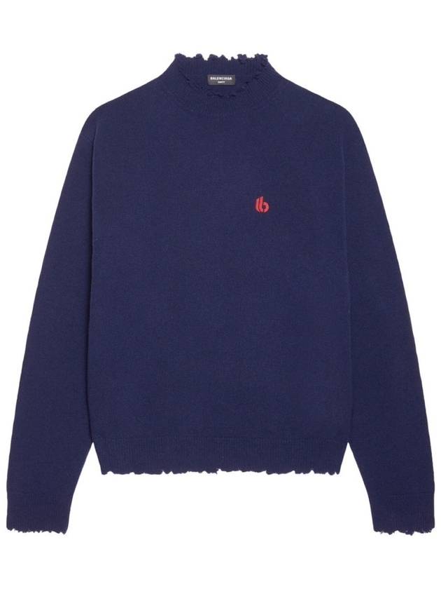Luxury Balenciaga Trending 2026 B Logo Knit Top Navy