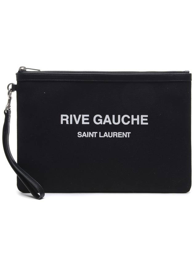 Luxury Saint Laurent Trending 2025 Rive Gauche Zipper Strap Clutch Bag Black