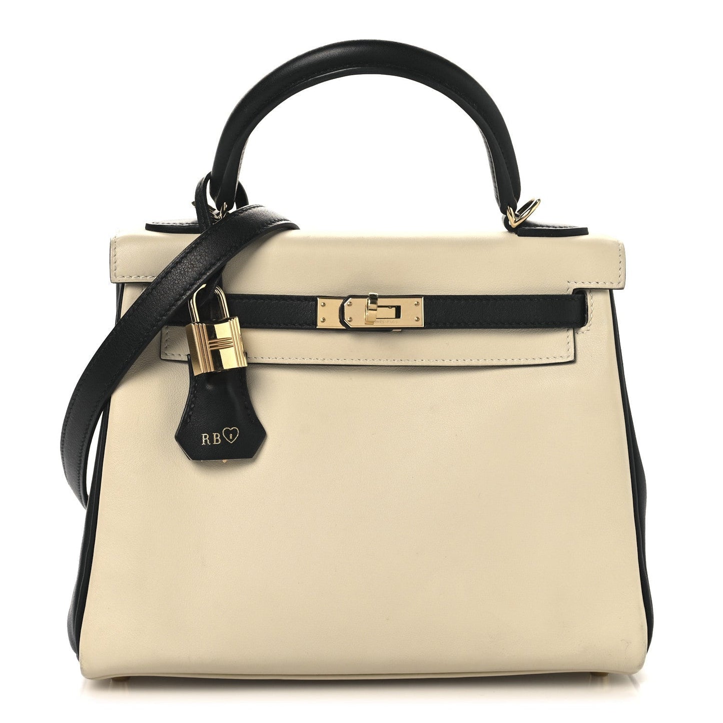 Hermes Swift Horseshoe Kelly Retourne 25 Craie Black