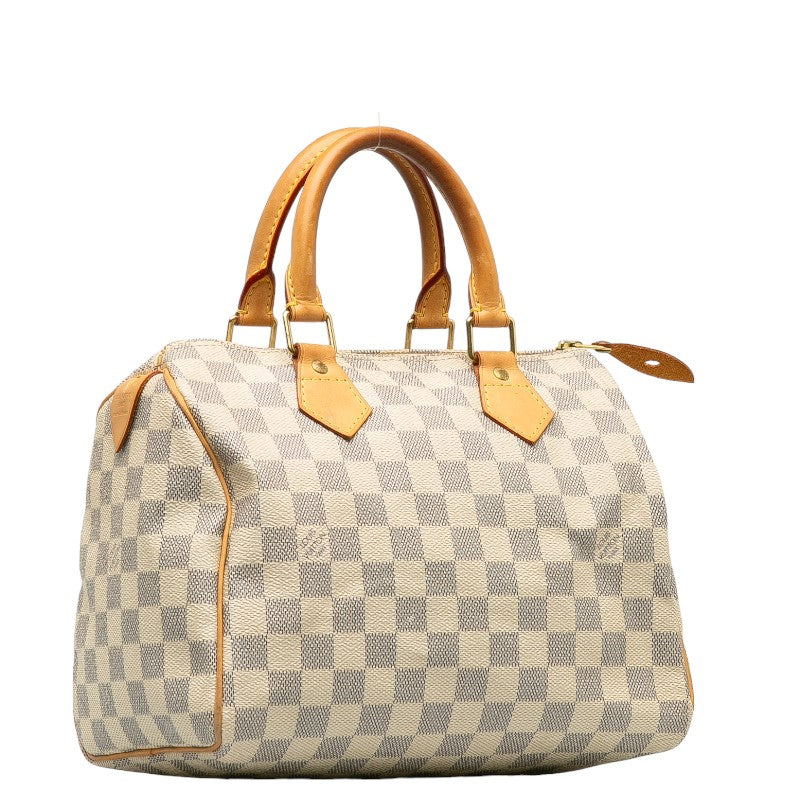 Louis Vuitton Damiere Azur Speed 25 Handbag N41534 White PVC Leather Lady Louis Vuitton