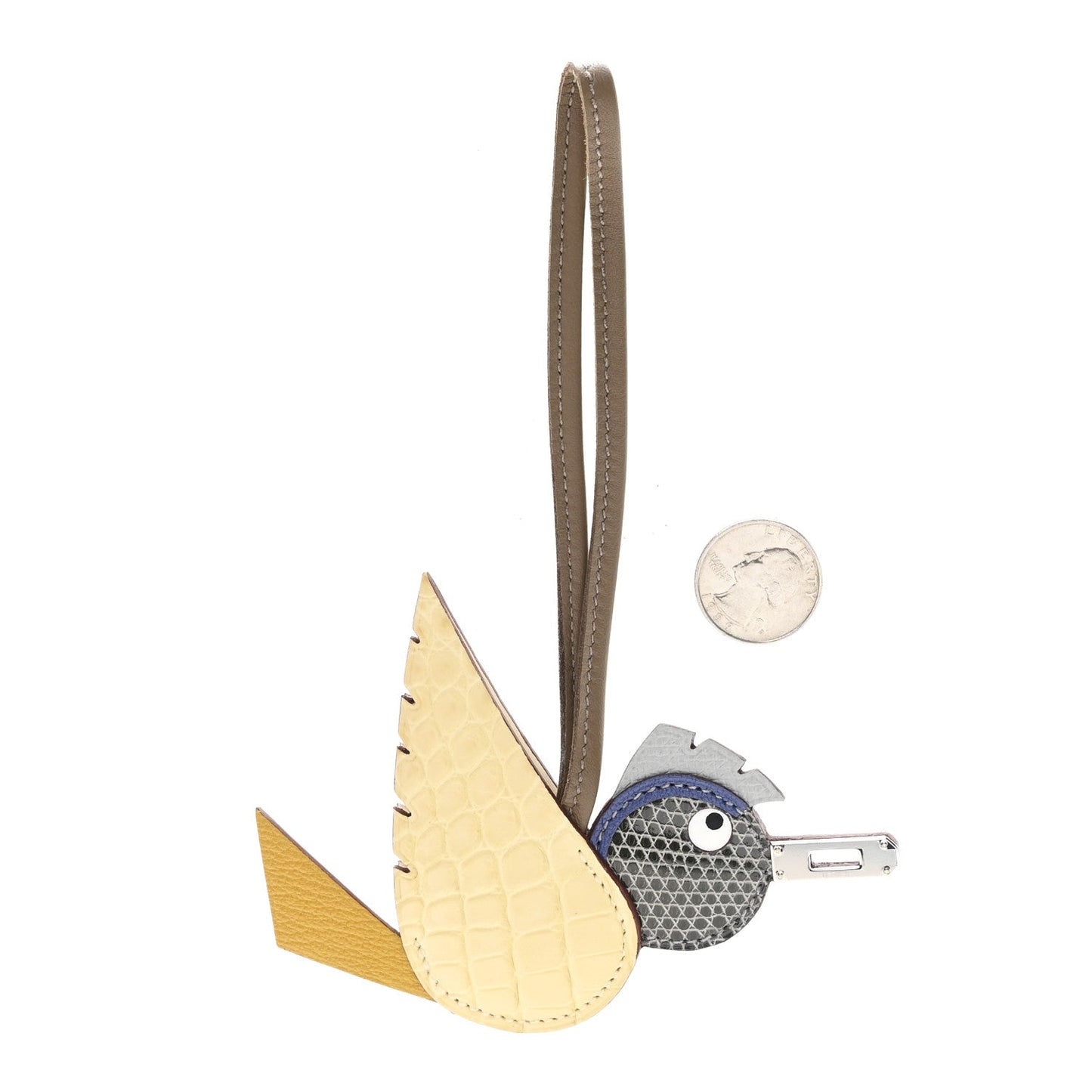 Hermes Epsom Chevre Mysore Swift Alligator Lizard Birdy Bag Charm Jaune Ambre Vanille Gris Fonce Bleu Saphir Bleu Glacier Etoupe