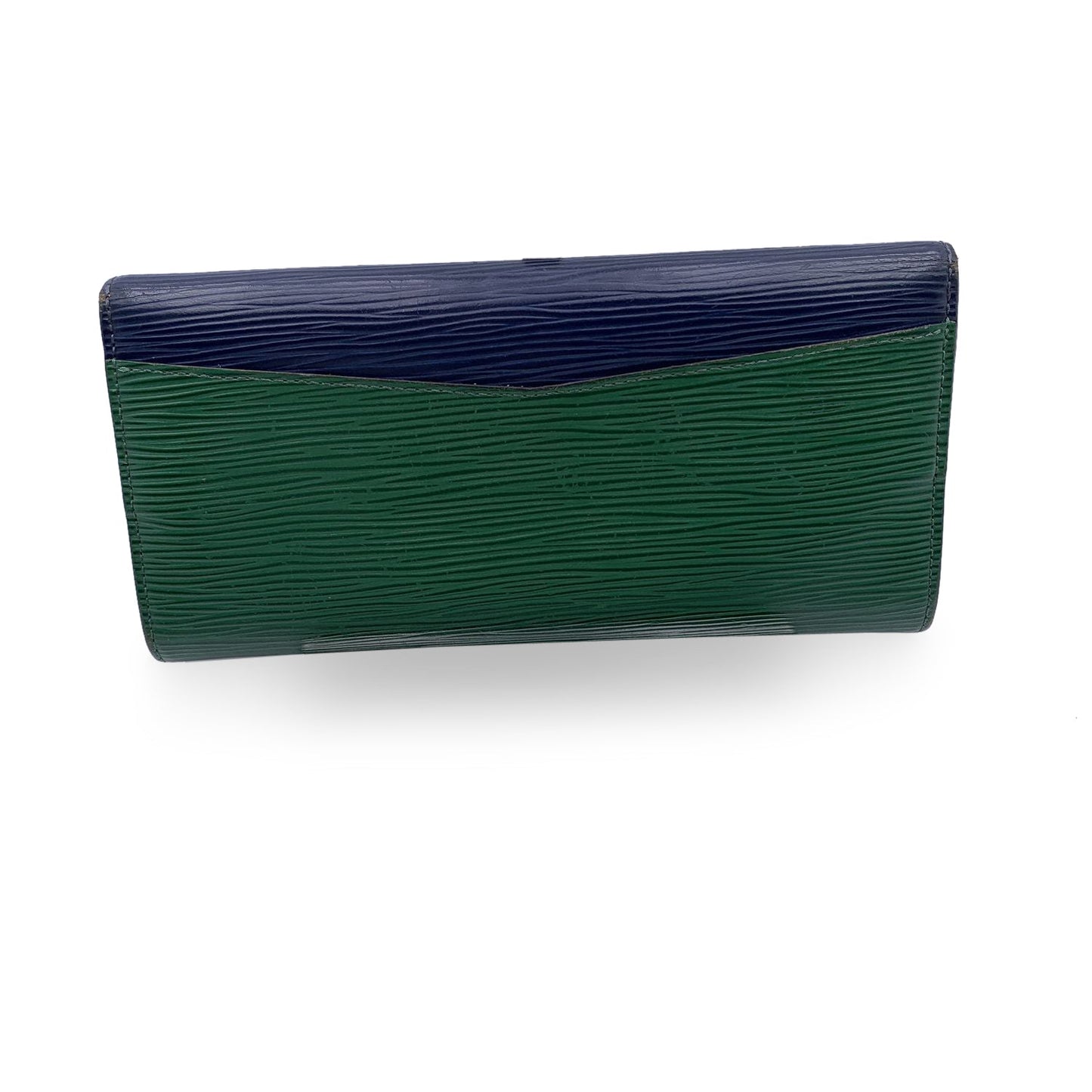 LOUIS VUITTON Blue Green Tricolor Epi Leather Flore Continental Wallet