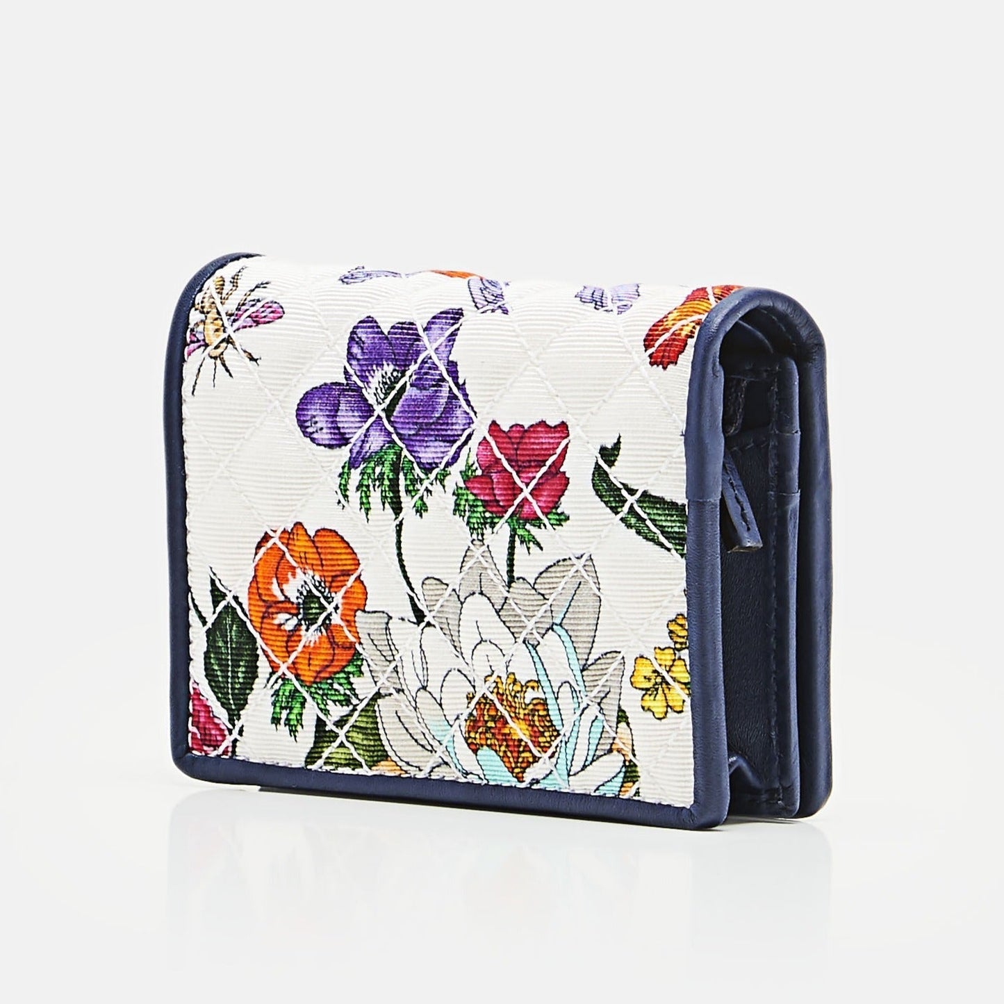 Gucci Trapuntata Floral-print Faille Cardholder in Navy