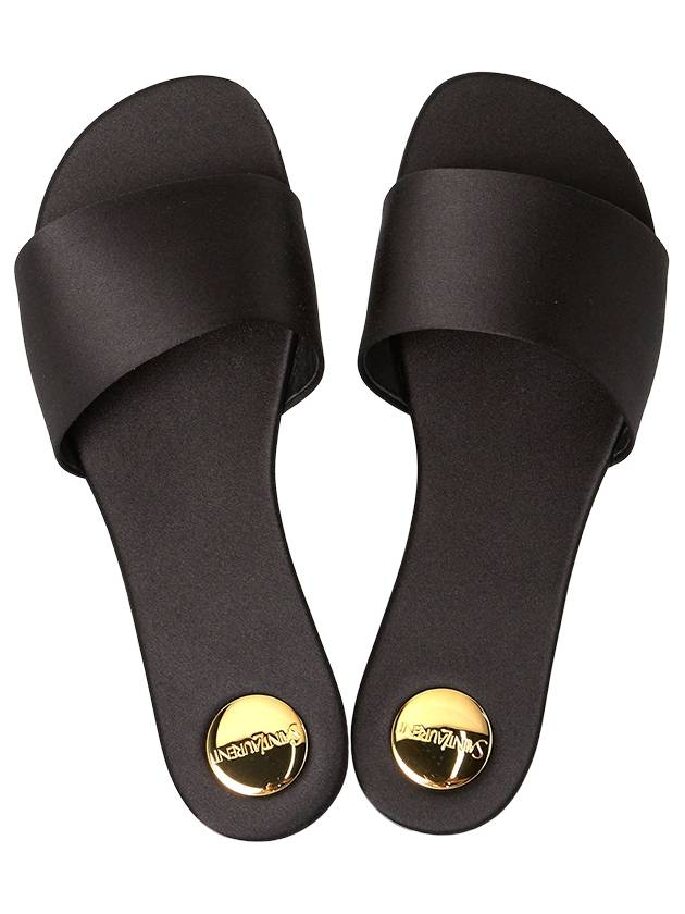 Luxury Saint Laurent Trending 2025 Carlyle Satin Flat Slippers Black