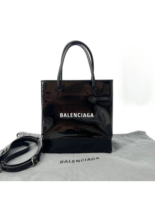 Luxury Balenciaga Trending 2026 Square patent tote bag XXS 572411