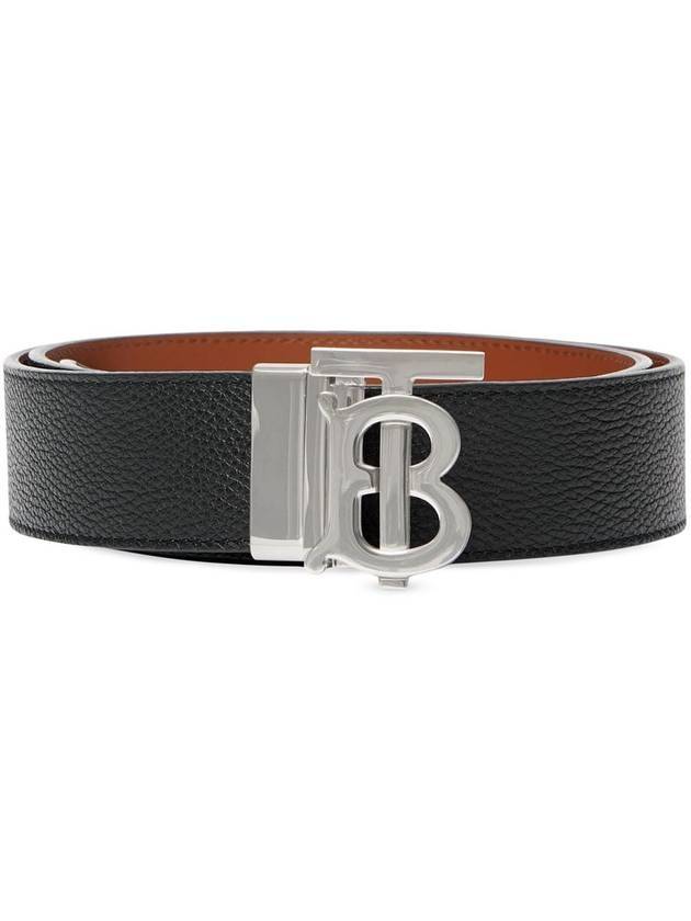 Luxury Burberry Reversible Monogram Leather Belt Black