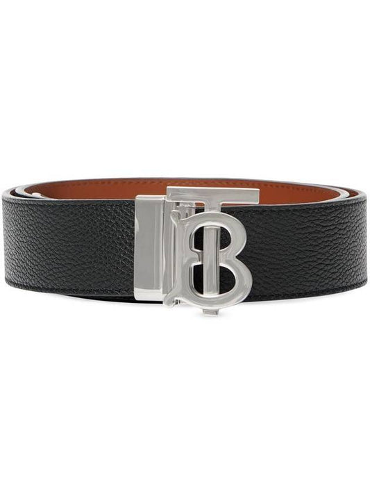Luxury Burberry Reversible Monogram Leather Belt Black