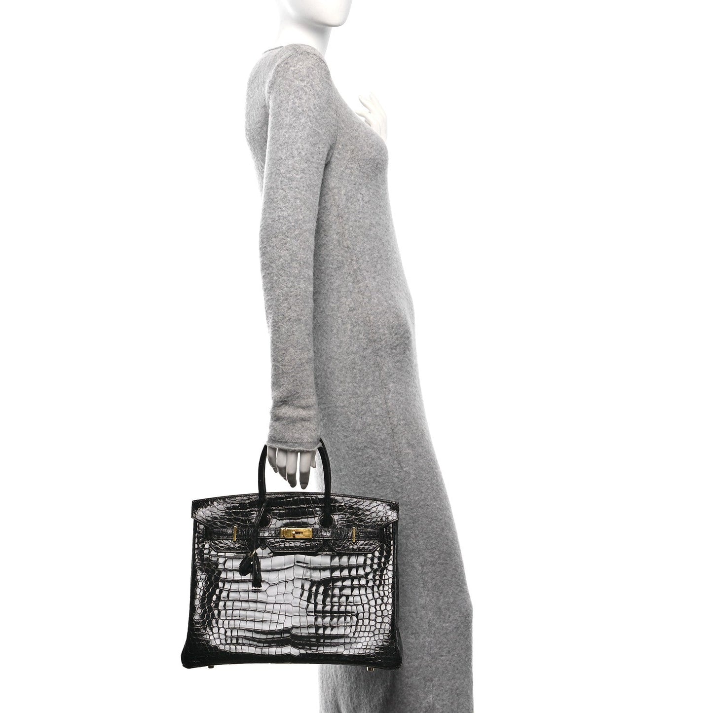 Hermes Shiny Porosus Crocodile Birkin 35 Black