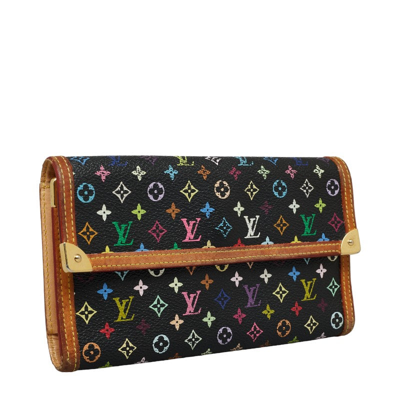 Louis Vuitton Multicolor Port-Trezor International Long Wallet M92658 Noir Black PVC Leather Louis Vuitton
